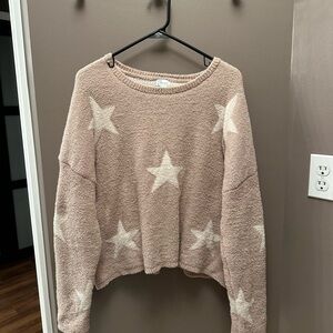 Blue Rain, Francesca’s, Star Pattern Sweater - Tan and Cream